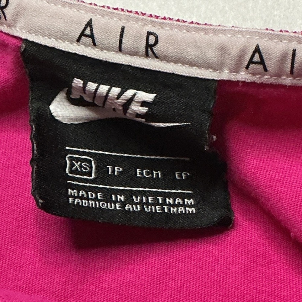 Nike Air Womens Pink Mesh Overlay Crop Top XS Short Sleeve Graphic Tee - Picture 7 of 8